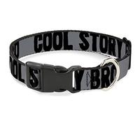 Buckle-Down Cool Story - Cuello Redondo de plástico con Clip de Color Negro y Gris, 3,8 cm de Ancho, tamaño pequeño de 33 a 46 cm