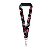 Buckle-Down Cordón - 1 Pulgada - Harley Quinn Shooting Poses/Diamonds Black/Llavero, Multicolor, Talla única Unisex Adulto