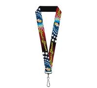 Buckle-Down Cordón - 2,54 cm - Wonder Woman Face W/Stars Llavero, Multicolor, Talla única para Mujer