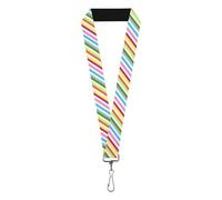 Buckle-Down Cordón de rayas diagonales de 1 pulgada, blanco/multicolor, Blanco/Multicolor, 1" InchWide - 22 Inch Long