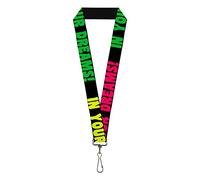 Buckle-Down Cordón, Negro/Rosa/Verde/Amarillo, 1" InchWide - 22 Inch Long