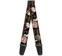 Buckle-Down Correa de guitarra - Osos bailando negro/multicolor - 2 pulgadas de ancho - 29-54 pulgadas de largo