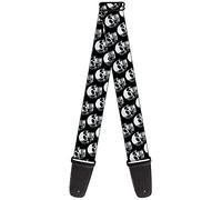 Buckle-Down Correa para guitarra 3D calaveras repetidas negro gris blanco 5 cm de ancho
