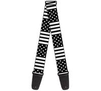 BUCKLE-DOWN correa para guitarra, American Flag CLOSE UP Black/White