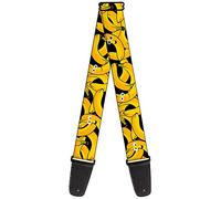 BUCKLE-DOWN correa para guitarra, Bananas Stacked Cartoon Black//Yellows