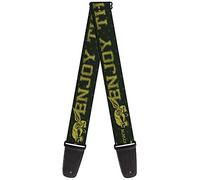 BUCKLE-DOWN correa para guitarra, BD Winged Skull ENJOY THE RIDE Olive/Lime Green