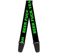 BUCKLE-DOWN correa para guitarra, BEER FUCK YEAH Black/Neon Green
