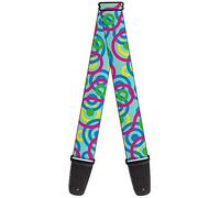 BUCKLE-DOWN correa para guitarra, Bullseye Stacked Swirl Blues/Green/Yellow/Pink
