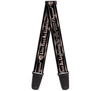 Buckle-Down Correa para guitarra con diseño de calavera Live Fast As Lightning, color negro y naranja claro, 5 cm de ancho