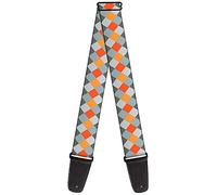 Buckle-Down Correa para guitarra Diamond Plaid Grays Orange 2 pulgadas de ancho