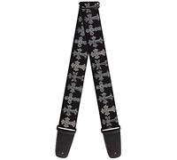 BUCKLE-DOWN correa para guitarra, Elegant Crosses Black/Grays