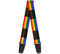 BUCKLE-DOWN correa para guitarra, Flag American Pride Rainbow/Black (Equality Blue/Yellow insert)