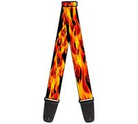 Buckle-Down Correa para guitarra Flames Vivid Black Orange 2 pulgadas de ancho (GS-W30671)