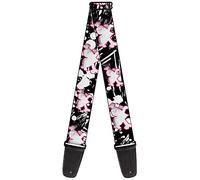 BUCKLE-DOWN correa para guitarra, Heart & Cross Bones w/Splatter Black/White