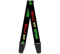 BUCKLE-DOWN correa para guitarra, HIGH AS FK Black/Green/Yellow/Red