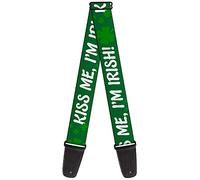 Buckle-Down Correa para guitarra Kiss Me Im tréboles irlandeses verde y blanco, 5 cm de ancho