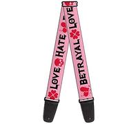 Buckle-Down - Correa para guitarra, Love/Hate/Betrayal Pink/Black/Fuchsia