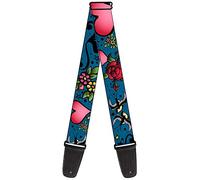 BUCKLE-DOWN correa para guitarra, Mom & Dad CLOSE UP Blue w/Sparrows