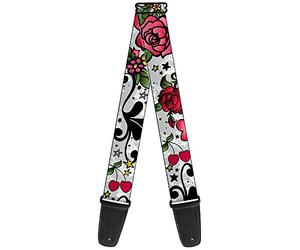 BUCKLE-DOWN correa para guitarra, Mom & Dad CLOSE UP White