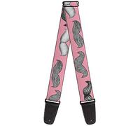 BUCKLE-DOWN correa para guitarra, Mustaches Pink/Sketch