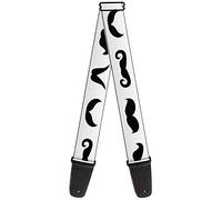BUCKLE-DOWN correa para guitarra, Mustaches Straight White/Black