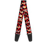 BUCKLE-DOWN correa para guitarra, Pin Up Girl Poses Buffalo Plaid Blocks Black/Red