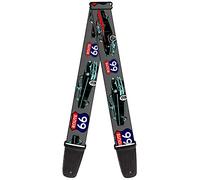 Buckle-Down Correa para guitarra Route 66 Classics gris, 5 cm de ancho
