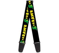 BUCKLE-DOWN correa para guitarra, RRRAWR Dinosaur Black/Green/Yellow
