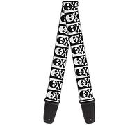 BUCKLE-DOWN correa para guitarra, Skull & Cross Bones Blocks Black/White White/Black