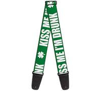 Buckle-Down - Correa para guitarra, St. Pat's KISS ME I'M DRUNK/Shamrock Green/White