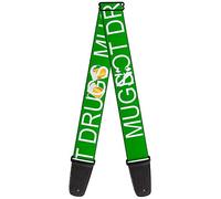 Buckle-Down - Correa para guitarra, St/Pat's MUG NOT DRUGS/Beer Mugs Green/White/Gold
