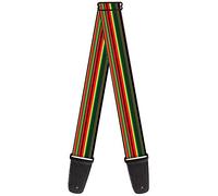 BUCKLE-DOWN correa para guitarra, Stripe Transitions Black/Red/Green/Yellow
