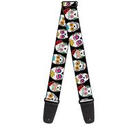 BUCKLE-DOWN correa para guitarra, Sugar Skull Outline Black/Multi Color