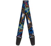 Buckle-Down Correa para guitarra Verdad y Justicia Primer Plano Azul 5 cm de ancho