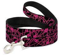 Buckle-Down Correa para Mascotas - Alfileres de Seguridad Negro/Fucsia