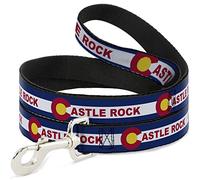 Buckle-Down Correa para Mascotas, Correa para Perro, Bandera de Roca del Castillo de Colorado, Azul, Blanco, Rojo, Amarillo, 4 pies de Largo, 0.5 Pulgadas de Ancho