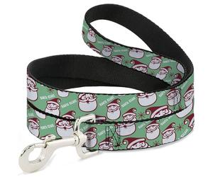 Buckle-Down Correa para Mascotas, Correa para Perro, diseño de Papá Noel con Texto en inglés Jolly Santa Claus, Cara Sonriente, Verde, Rojo, Blanco, 4 pies de Largo, 1.5 Pulgadas de Ancho
