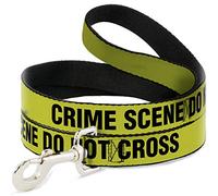 Buckle-Down Correa para Mascotas, Correa para Perro, Escena del Crimen no Cruzar, Amarillo y Negro, 4 pies de Largo 0.5 Pulgadas de Ancho