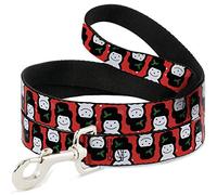 Buckle-Down Correa para mascotas, correa para perro, muñeco de nieve de Navidad, color rojo y blanco, 6 pies de largo, 0.5 pulgadas de ancho