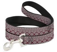 Buckle-Down Correa para mascotas, correa para perro, patrón de punto de Navidad Fair Isle blanco y rojo, 4 pies de largo y 1.0 pulgadas de ancho