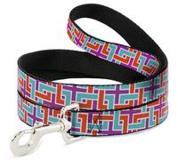 Buckle-Down Correa para mascotas, correa para perro, tejido de primer plano, blanco, rosa, naranja, aguamarina, 6 pies de largo y 0.5 pulgadas de ancho