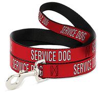 Buckle-Down Correa para Mascotas, Correa para Perro, Texto de Perro de Servicio, Rojo, Negro y Blanco, 6 pies de Largo, 1.5 Pulgadas de Ancho