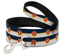Buckle-Down Correa para Mascotas, Correa para Perro, Tulsa Oklahoma City Flag Azul Marino, Dorado, Rojo, Beige, 6 pies de Largo, 1.5 Pulgadas de Ancho