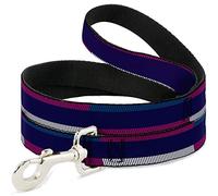 Buckle-Down Correa para Mascotas - Hash Mark Stripe Azul Marino/Turquesa/Fucsia/Blanco