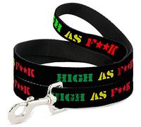 Buckle-Down Correa para mascotas - HIGH AS F**K Negro/Verde/Amarillo/Rojo
