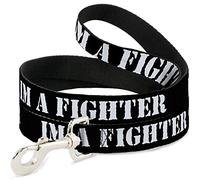 Buckle-Down Correa para Mascotas - I'm A Fighter Negro/Blanco
