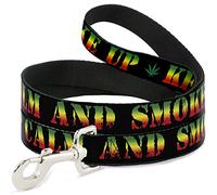 Buckle-Down Correa para mascotas - Keep Calm and Smoke UP Negro/Rasta