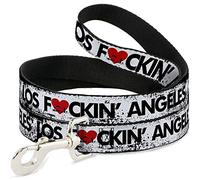 Buckle-Down Correa para mascotas Los F*CKIN' Angeles Corazón desgastado blanco/negro/rojo