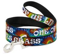 Buckle-Down Correa para Mascotas - One of US Likes Grass/Tie Dye Multi Color/Blanco