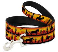 Buckle-Down Correa para Mascotas, Silueta Vaquera, Paisaje Occidental, Rojo, Negro